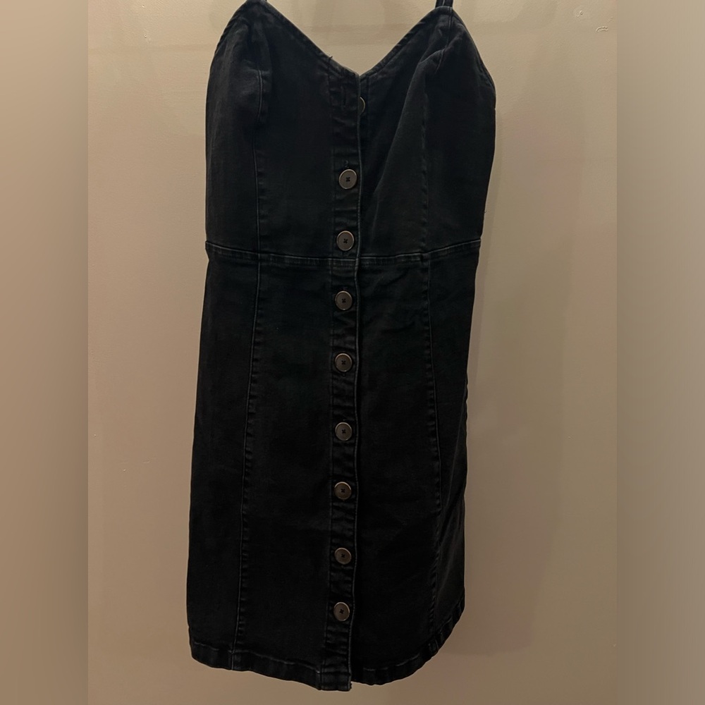 Mango Black Button-Front Midi Dress